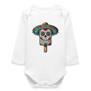 drôle de crâne motif de glace - Día de Muertos - Body bébé manches longues biologique - blanc - Devant