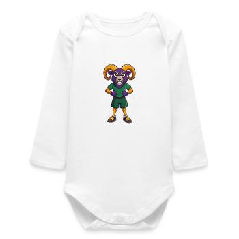 Ram Lustige Kawaii Cartoon Figur Clipart - Baby Organic Langarmbody - Weiß - Vorne