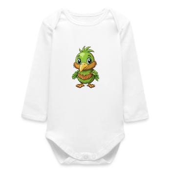 Kiwi oiseau Mignon Dessin Animé Personnage Kawaii Clipart - Body bébé manches longues biologique - blanc - Devant
