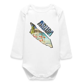Carte aquarelle Aruba - Body bébé manches longues biologique - blanc - Devant