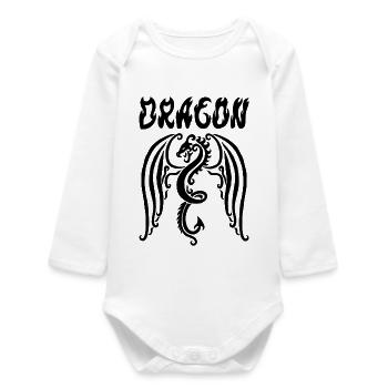 Dragon noir - Body bébé manches longues biologique - blanc - Devant