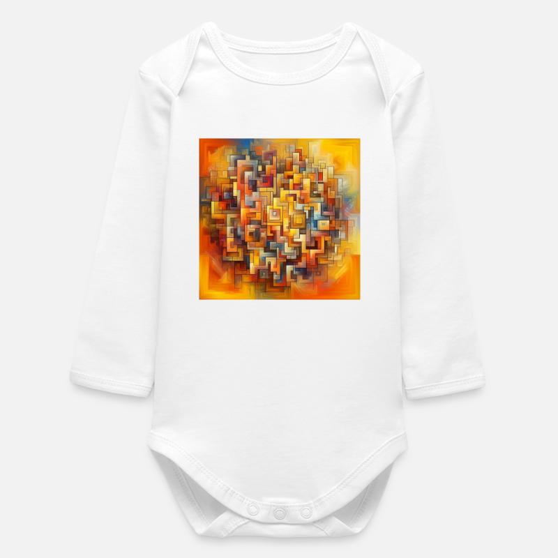 Squares 2 - Baby Organic Long-Sleeved Bodysuit - white