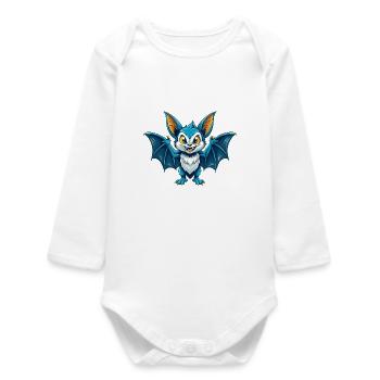Bat Cool Kawaii Cartoon Charakter Clipart - Baby Organic Langarmbody - Weiß - Vorne