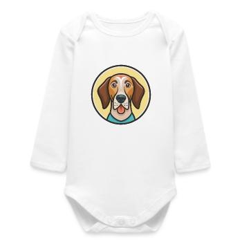 Bulgarian Scenthound Dog Breed Cartoon Kawaii Pet - Baby Organic Long-Sleeved Bodysuit - white - Front