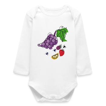 Fruits avec des insectes - Body bébé manches longues biologique - blanc - Devant