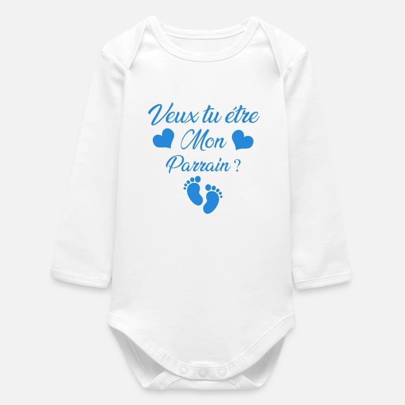 parrain - Body bébé manches longues biologique - blanc