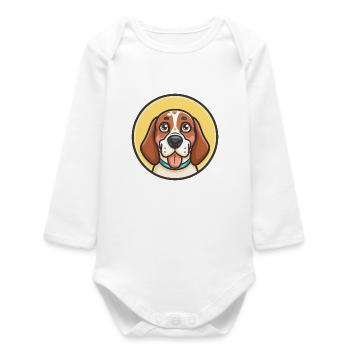 Chien de chasse yougoslave Race Dessin animé Kawaii Clipart - Body bébé manches longues biologique - blanc - Devant