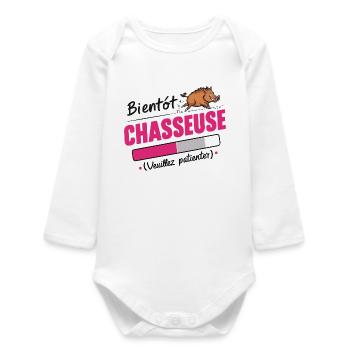 bientôt chasseuse - Body bébé manches longues biologique - blanc - Devant