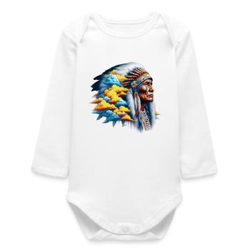 Amerikanischer Indianer Amerikaner - Baby Organic Langarmbody - Weiß - Vorne