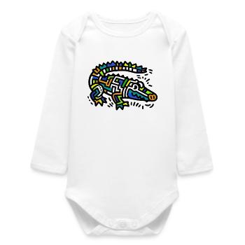 Alligator Crocodile - Baby Organic Long-Sleeved Bodysuit - white - Front