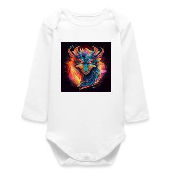 Neon Dragon Head Fire Colors - Baby Organic Long-Sleeved Bodysuit - white - Front