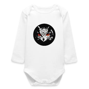 Eagle owl scary - Baby Organic Long-Sleeved Bodysuit - white - Front