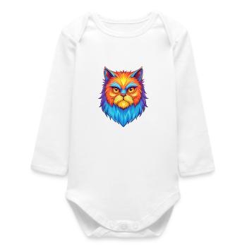 Persian Cat Breed Cartoon Kawaii Animal Pet - Baby Organic Long-Sleeved Bodysuit - white - Front