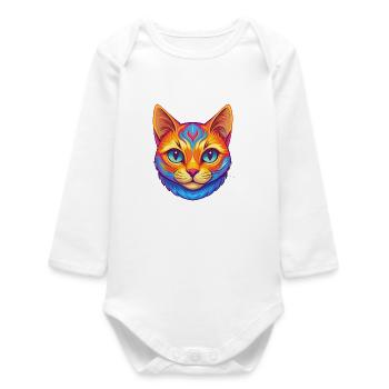 American Shorthair Cat Breed Cartoon Kawaii Animal - Baby Organic Long-Sleeved Bodysuit - white - Front