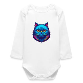 Colorpoint Persian Cat Breed Cartoon Kawaii Animal - Baby Organic Long-Sleeved Bodysuit - white - Front