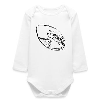 American Football Ball Graphic - Baby Organic Long-Sleeved Bodysuit - white - Front