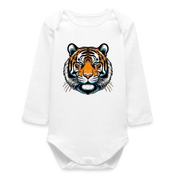 Tiger - Baby Organic Long-Sleeved Bodysuit - white - Front