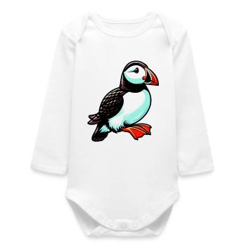 Puffin - Baby Organic Long-Sleeved Bodysuit - white - Front