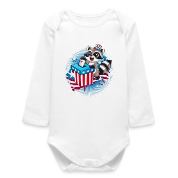 Un raton laveur vote aux États-Unis - Body bébé manches longues biologique - blanc - Devant