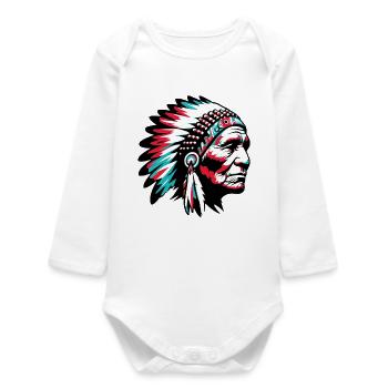 Amérindien Américain - Body bébé manches longues biologique - blanc - Devant