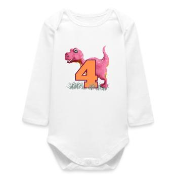 N°4 Dino - Body bébé manches longues biologique - blanc - Devant