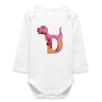 D - DINOSAUR, customizable - Baby Organic Long-Sleeved Bodysuit - white - Front