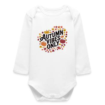 Autumn Vibes nur Kürbis-Motiv - Baby Organic Langarmbody - Weiß - Vorne