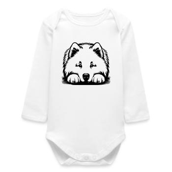 Samojede Kopf mit Pfoten - Baby Organic Langarmbody - Weiß - Vorne
