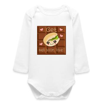 Bon rétablissement amour - Chocolat Pistache - Body bébé manches longues biologique - blanc - Devant
