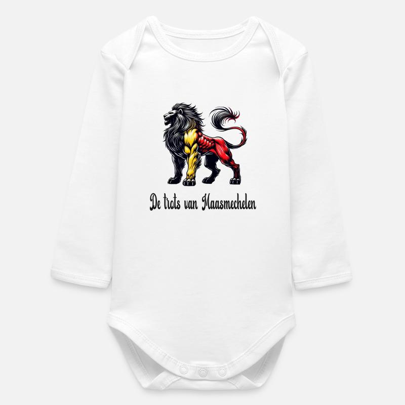 Motif du drapeau lion de Maasmechelen - Body bébé manches longues biologique - blanc