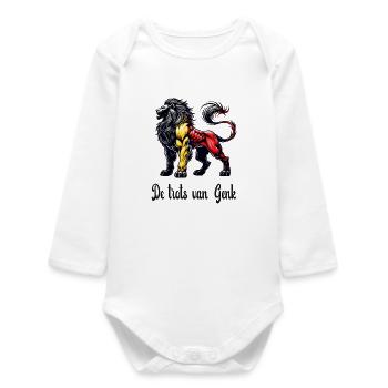 Genk lion flag design - Baby Organic Long-Sleeved Bodysuit - white - Front