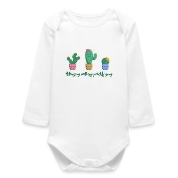Kaktus Trio - Hanging with my gang - Baby Organic Langarmbody - Weiß - Vorne