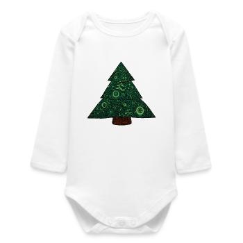 Mandala Christmas Tree - Baby Organic Long-Sleeved Bodysuit - white - Front