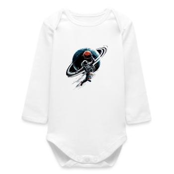 Basketball astronaute astronaute Spaceman cadeau - Body bébé manches longues biologique - blanc - Devant