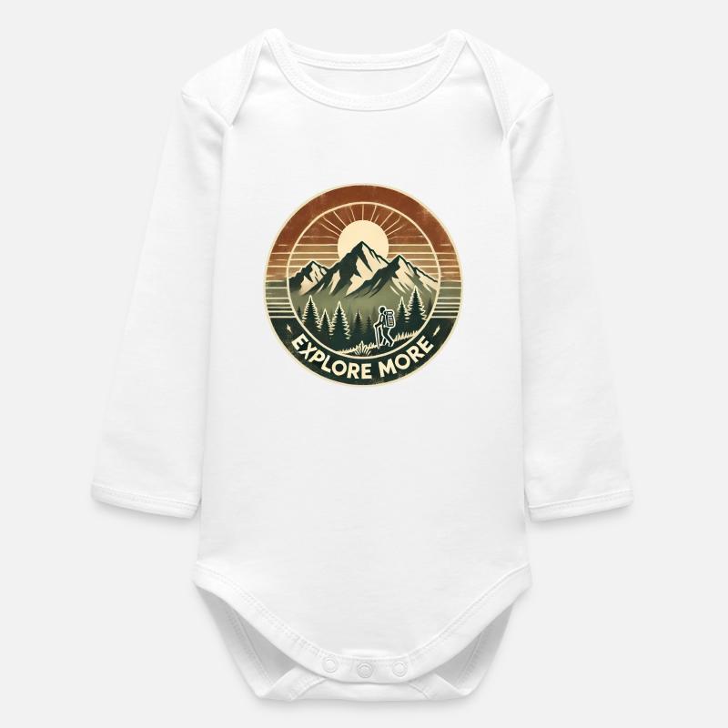 Explore More - Baby Organic Long-Sleeved Bodysuit - white