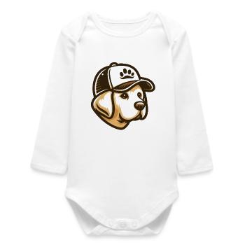 Tête de Labrador a casquette - Body bébé manches longues biologique - blanc - Devant