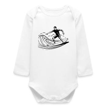 Surfer Boy - Baby Organic Long-Sleeved Bodysuit - white - Front