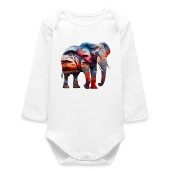 Éléphant - Body bébé manches longues biologique - blanc - Devant