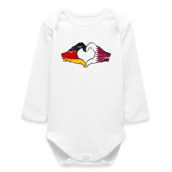 Allemagne Qatar drapeau mains forme de coeur utilisé - Body bébé manches longues biologique - blanc - Devant