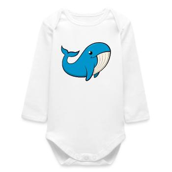 Baleine bleue joyeuse - Body bébé manches longues biologique - blanc - Devant