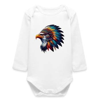 Amerikanischer Indianer Adler Amerikanische Rothaut - Baby Organic Langarmbody - Weiß - Vorne