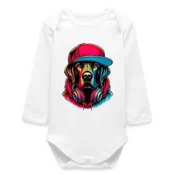 Hund - Baby Organic Langarmbody - Weiß - Vorne