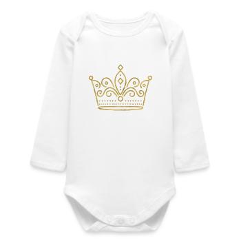 Queen/King Crown Customizable - Baby Organic Long-Sleeved Bodysuit - white - Front