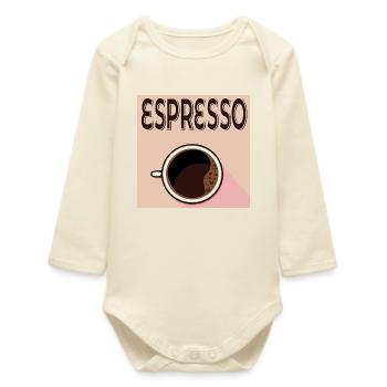 Espresso Café - Baby Organic Long-Sleeved Bodysuit - soft Ecru - Front