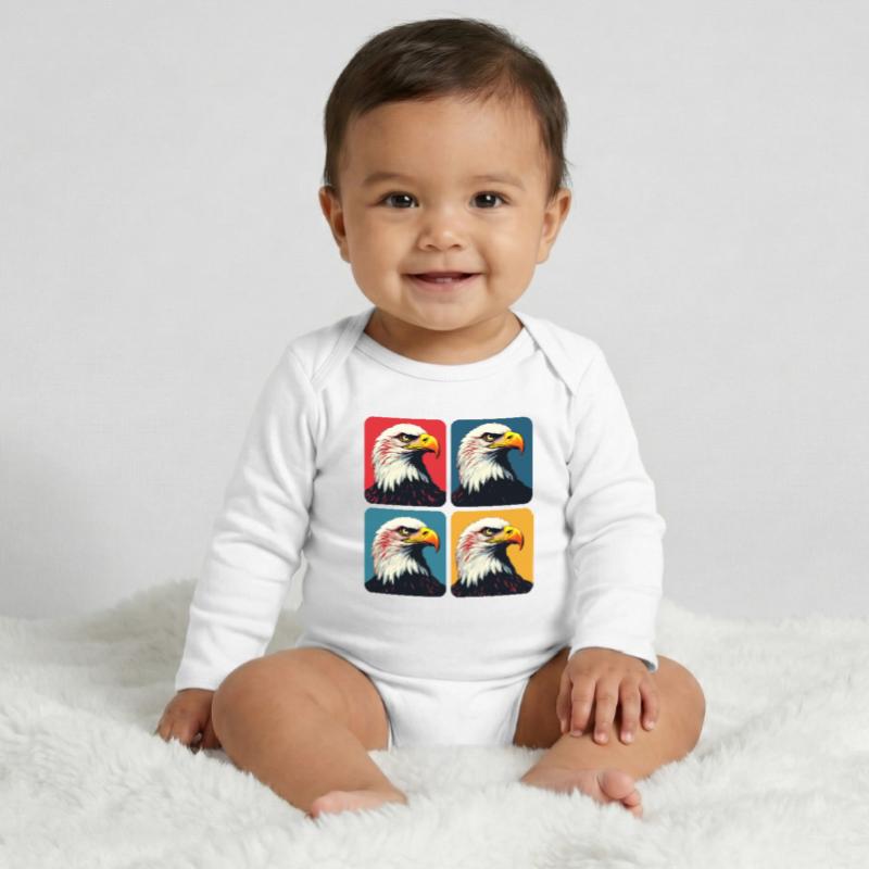 Bald eagle Baby Organic Long-Sleeved Bodysuit