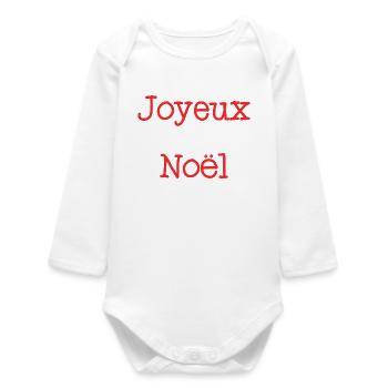 NOËL. MERRY CHRISTMAS. SAPIN. BONNE ANNEE - Body bébé manches longues biologique - blanc - Devant