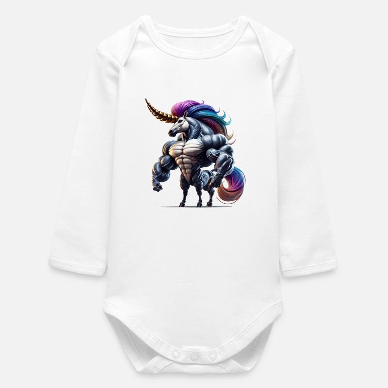 Super Einhorn - Baby Organic Langarmbody - Weiß