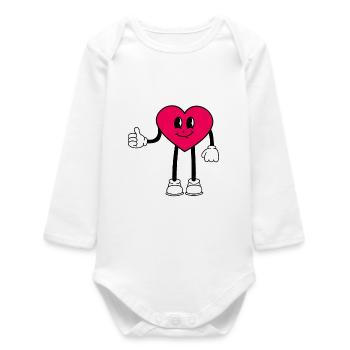 Heart - Baby Organic Long-Sleeved Bodysuit - white - Front