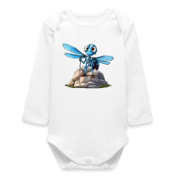 Dragonfly Mountaineer / Hiking Dragonflies - Baby Organic Long-Sleeved Bodysuit - white - Front