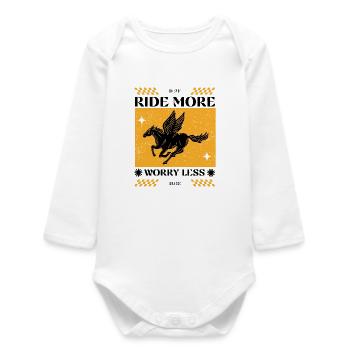 Ride More Worry Less – Pegasus Retro Look - Baby Organic Long-Sleeved Bodysuit - white - Front